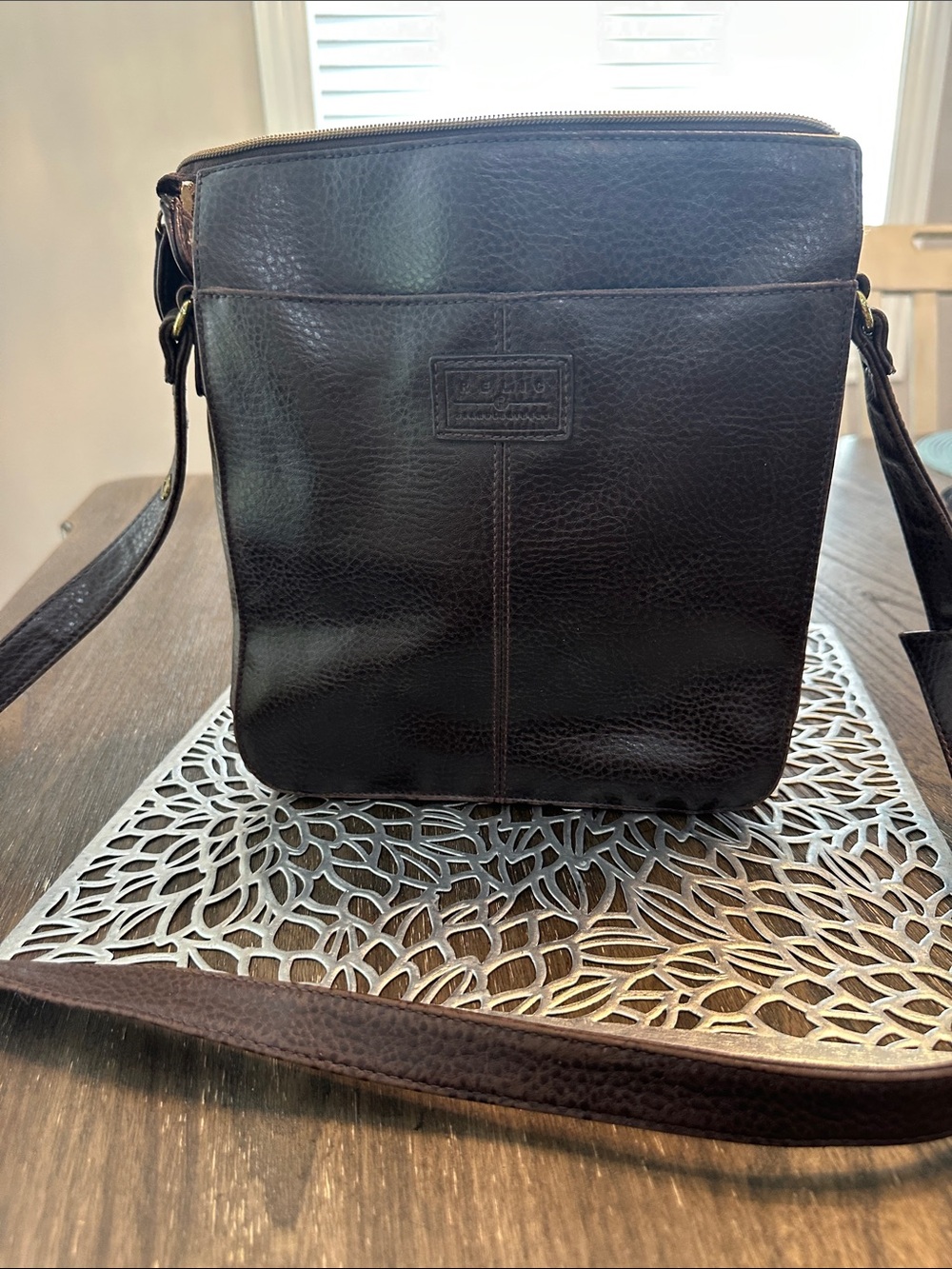 Relic Dark Brown Leather Messenger Crossbody